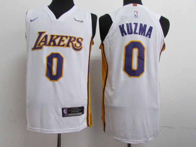 Men Los Angeles Lakers #0 Kuzma White Game Nike NBA Jerseys->->NBA Jersey